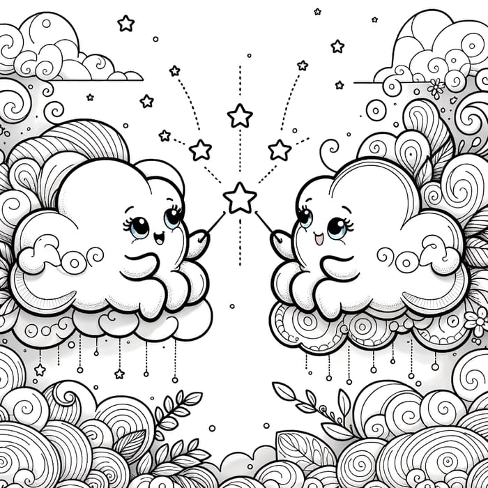 Enchanting Clouds Coloring Page | Kids' Joyful Coloring Fun