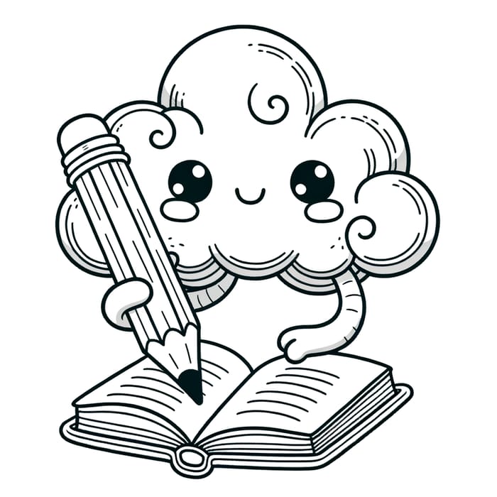 Enchanting Whimsical Cloud Coloring Page for Children | High-res Adobe Page