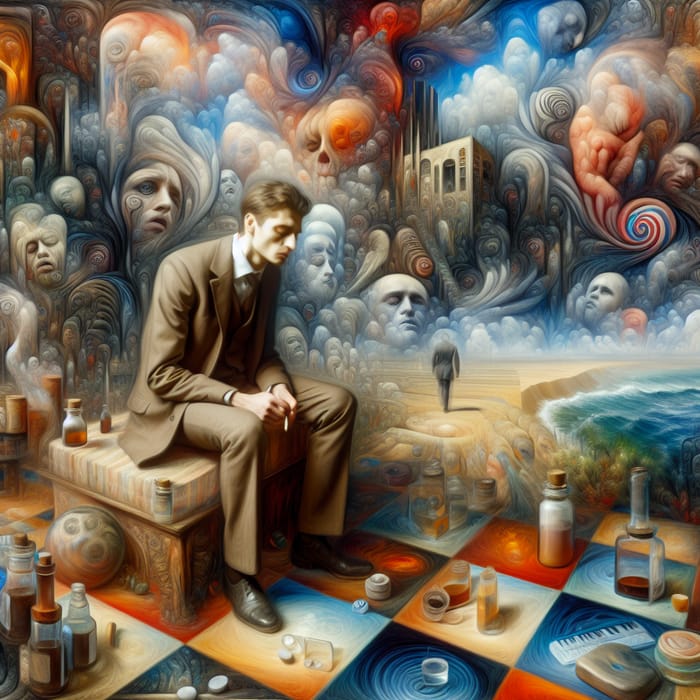 Surrealist Artwork Embodying Drug and Alcohol Addiction Struggle