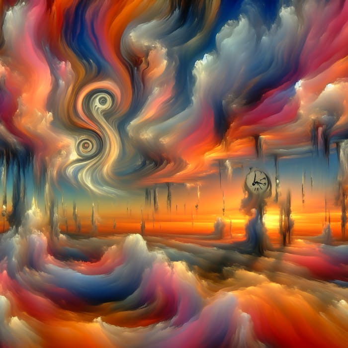 Surreal Sky: Vibrant Colors, Distorted Shapes & Dreamlike Atmosphere