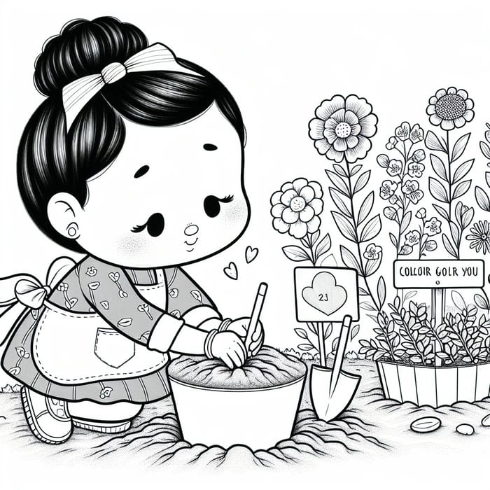 Whimsical Child Planting Garden in Honor of Loved One