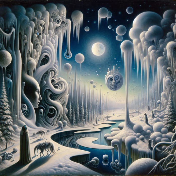 Enchantment of Winter Solstice: Surrealistic Landscape Inspired by Salvador Dali