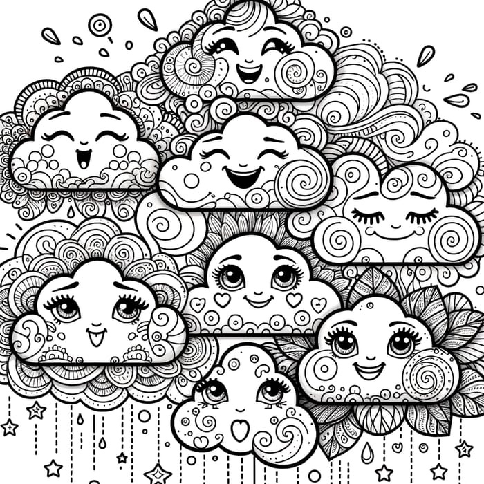 Whimsical Clouds Coloring Page | Emotional Exploration for Children