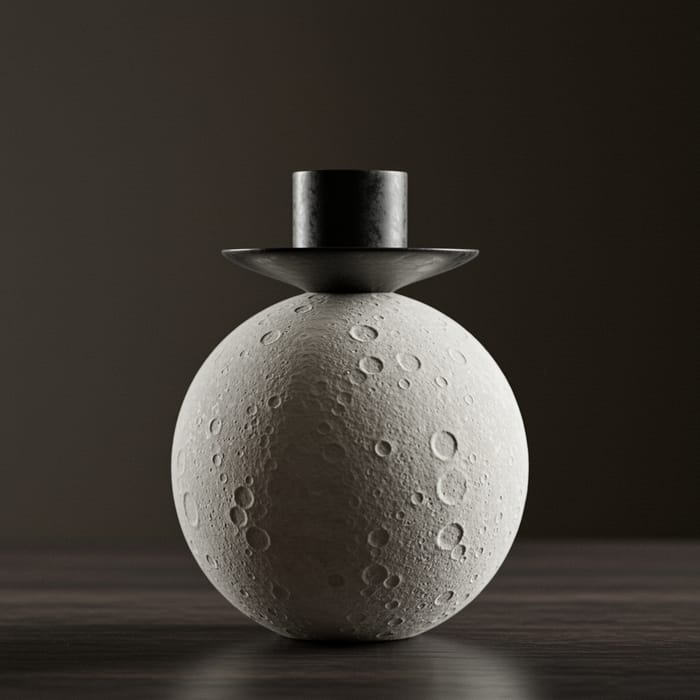 Moon-Inspired Ceramic Candlestick