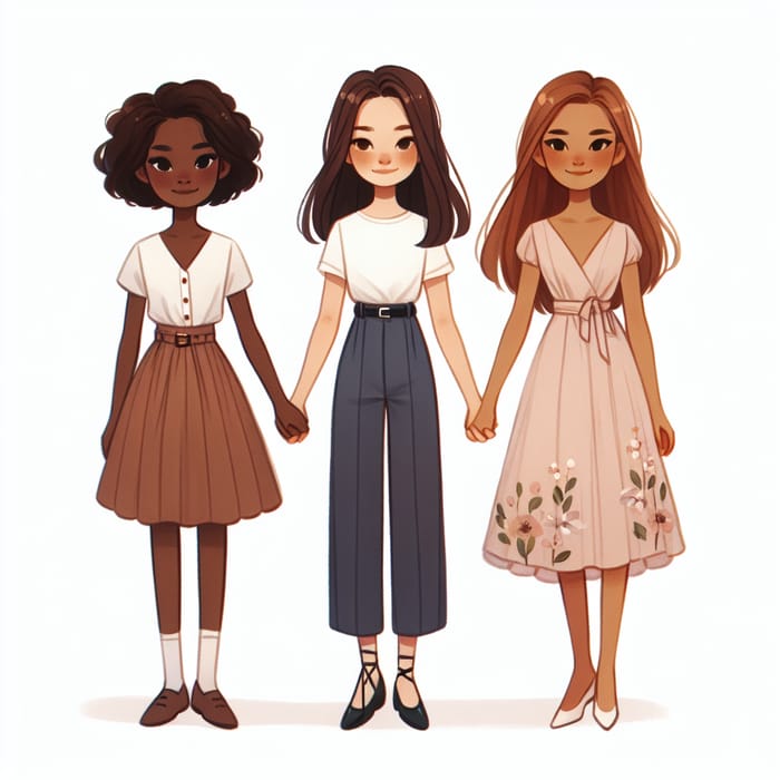 Multicultural Unity: Three Girls Embracing Diversity