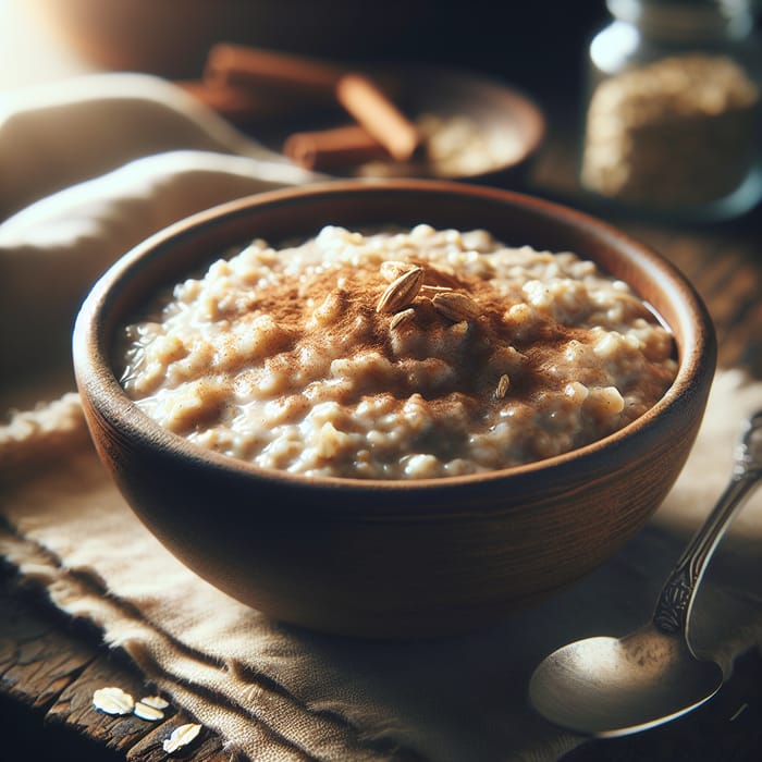 Delicious Oatmeal Bowl with Cinnamon and Nuts