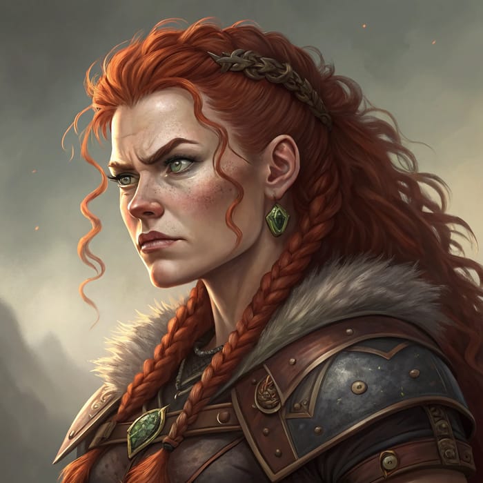 Fierce Female Dwarf Fighter Illustration