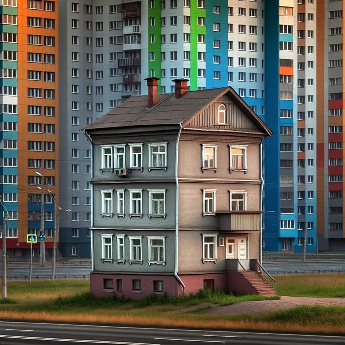 Distinct Three-Story Khrushchyovka in Russia