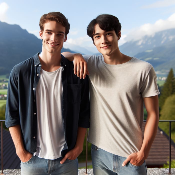 Two Brothers Smiling Outdoors | Diverse Siblings Photo