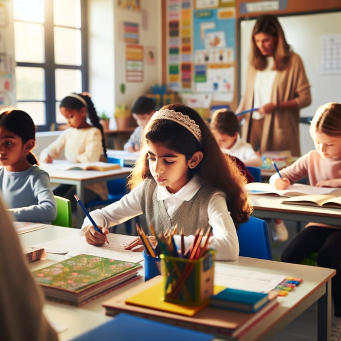 Elementary School Student in Diverse Classroom