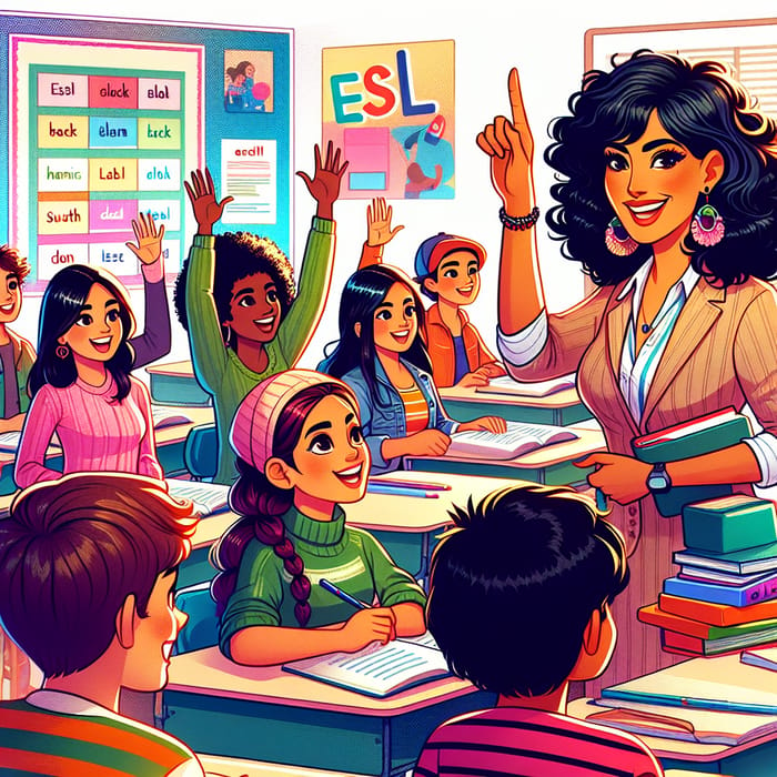 Vibrant Classroom Illustration with Diverse Students