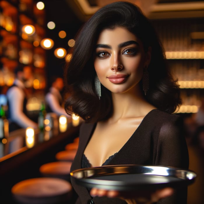 Beautiful Woman with Stunning Eyes at the Bar | Nightlife Scene