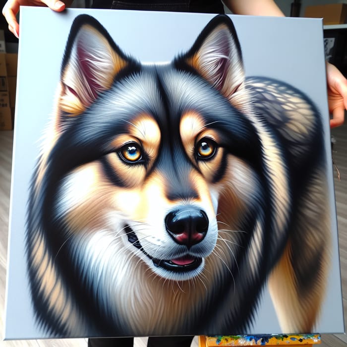 Majestic Wolf-Like Dog with Husky-Like Grey, Brown & Black Fur