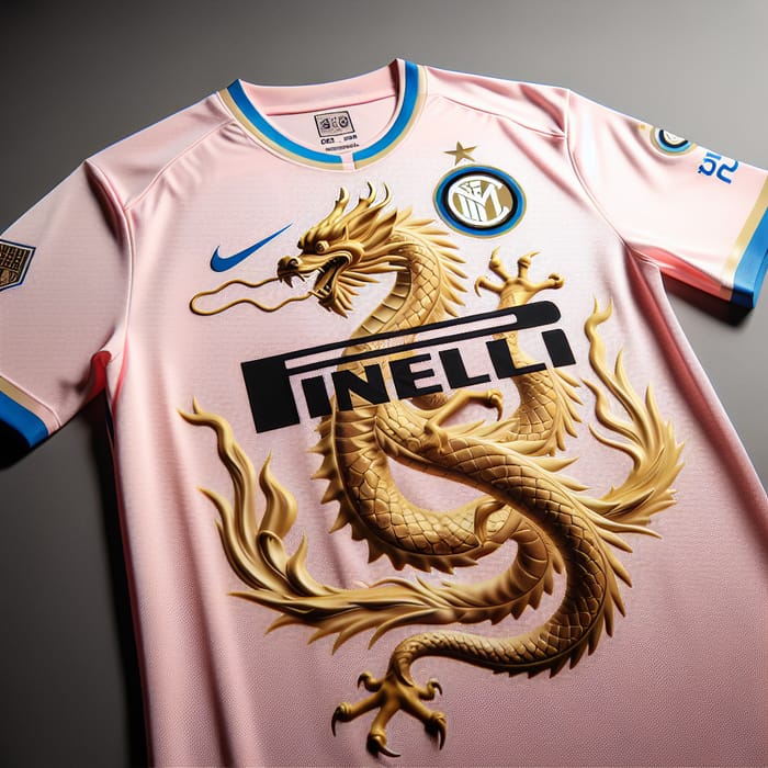 Light Pink Inter Miami Jersey with Golden Dragon Design