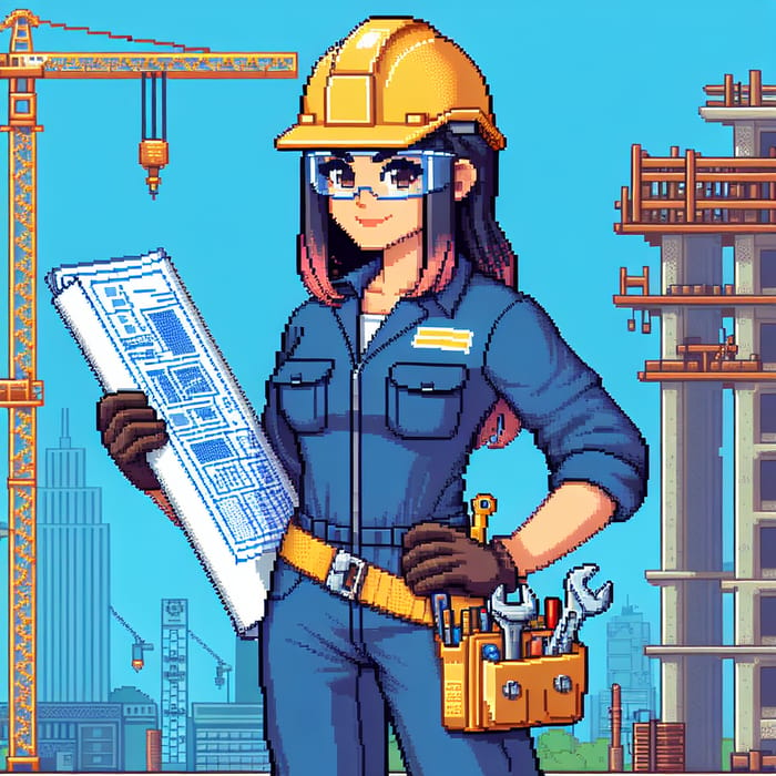 Pixel Art Character of a Middle-Eastern Female Engineer