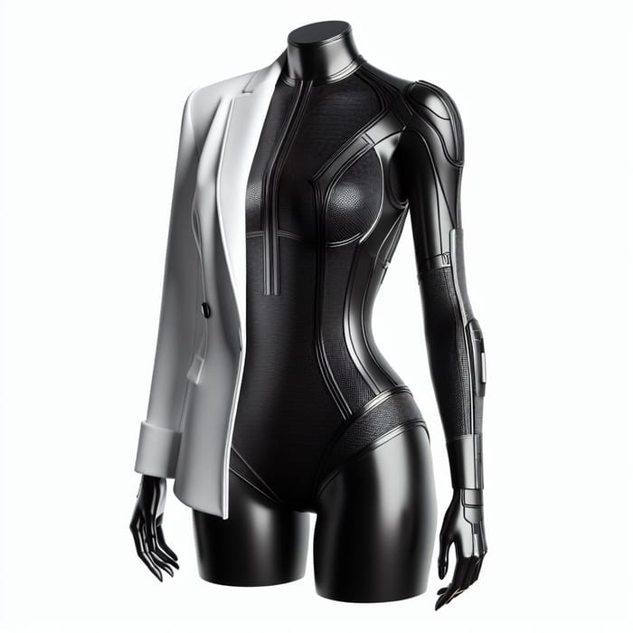 Futuristic Black Bodysuit and White Jacket for Women