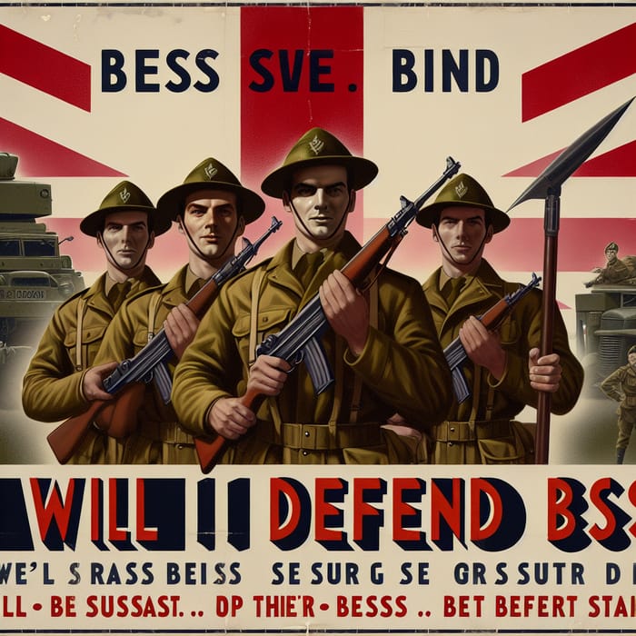 Vintage Military Recruitment Poster - Defend BSS - New Slogan