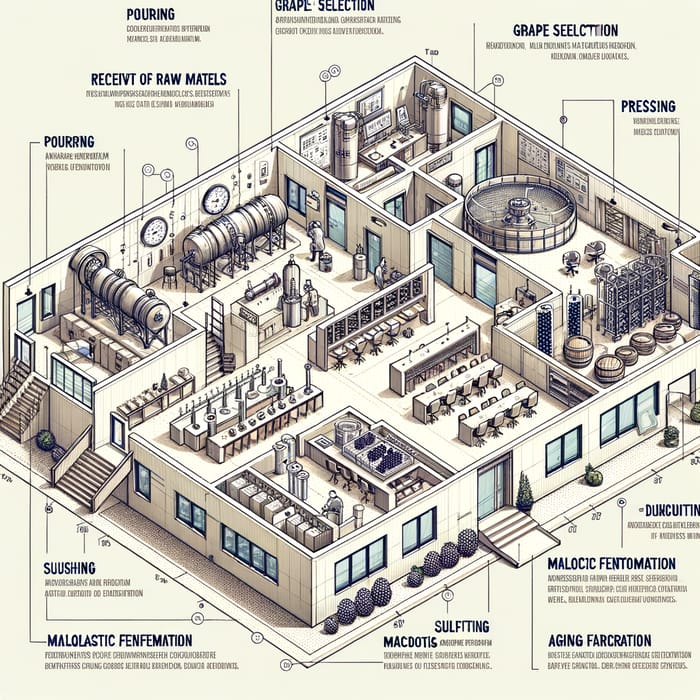 Architectural Winery Floor Plan: Red Wine Production & Logistics Efficiency