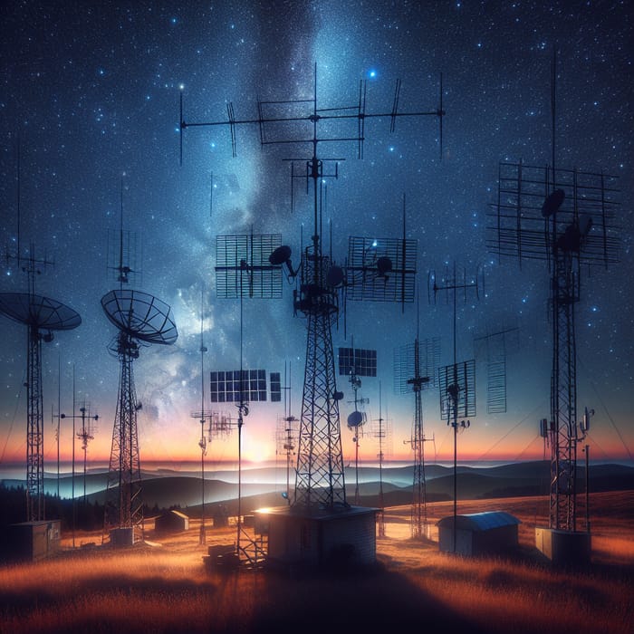 Radio Amateur Antennas with Starry Sky