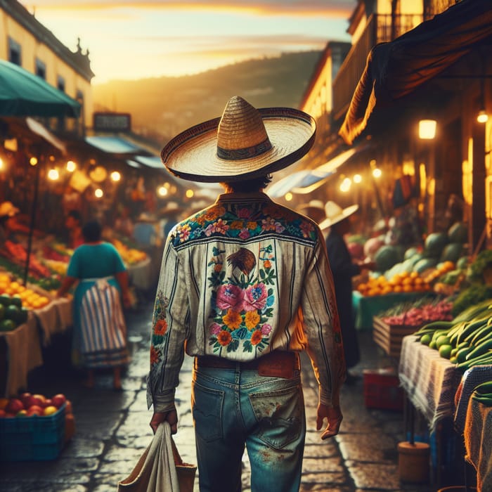 Traditional Mexican Scene: Vibrant Market at Dusk