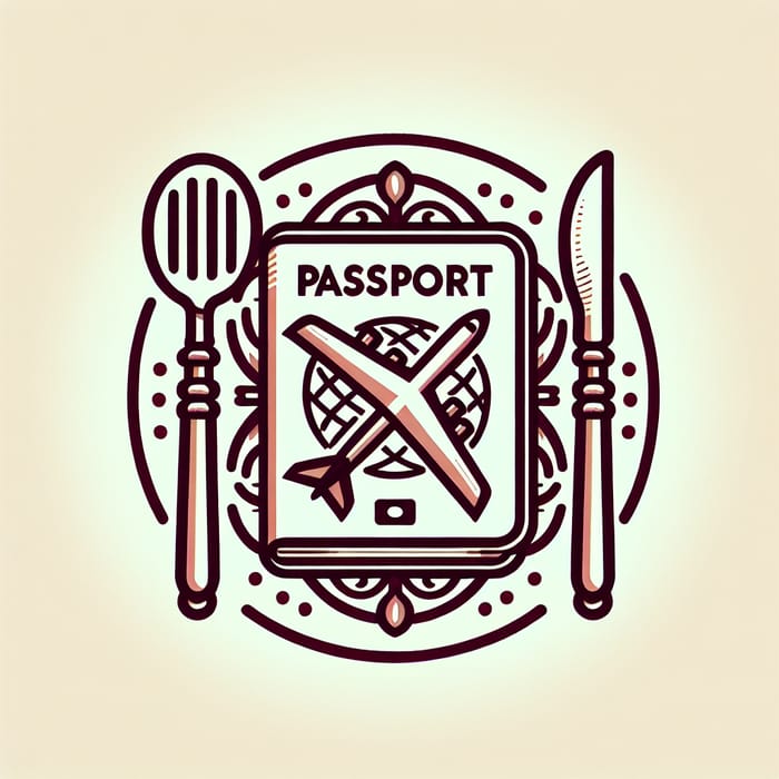 Airplane Logo Design with Passport & Utensils