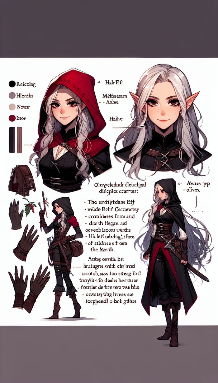 Half-Elf Rogue Girl: Disciplined & Cunning | White Hair, Black Eyes