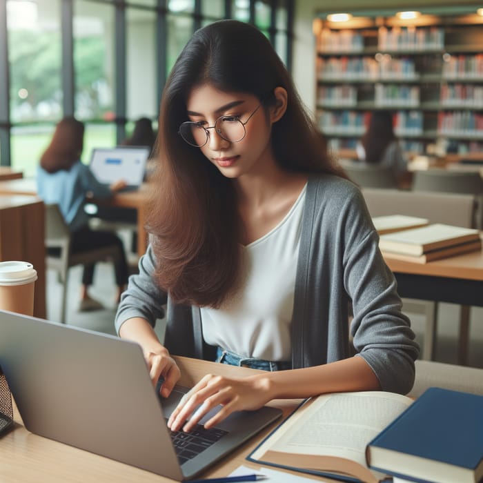 Student Using Google for Research