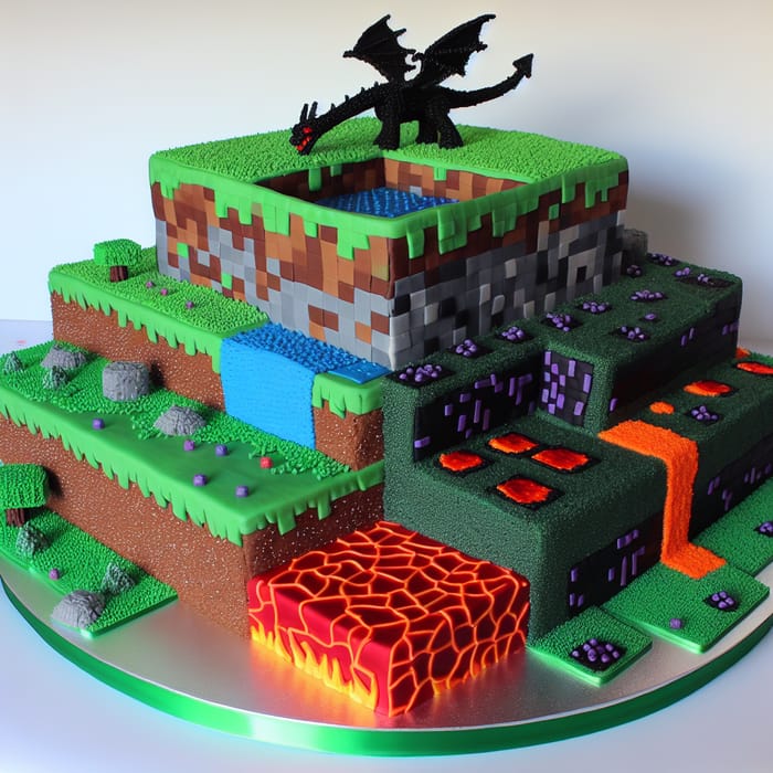 Minecraft-Inspired Dimension Change Cake