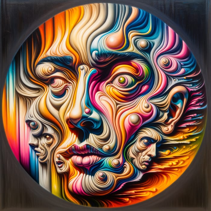 Surreal Human Face Portrait - Dali-inspired Abstract Art