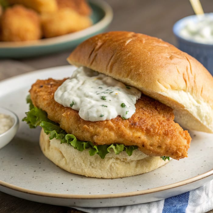 Delicious Fish Sandwich with Tartar Sauce