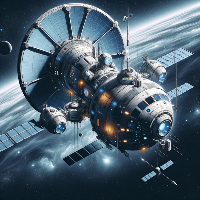 Futuristic Scientific Spacecraft with Panoramic View | Website Name