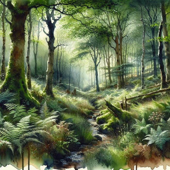 Enchanting Forest Watercolor Scene | Captivating Nature Art