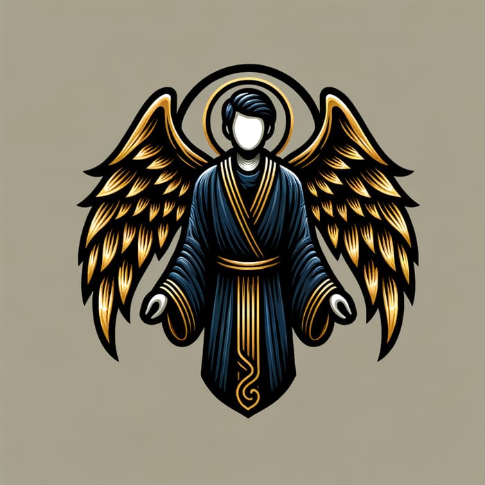 Angel Gabriel Brand Logo Design in Dark Blue & Gold Silk Angel Gabriel Brand Logo Design in Dark Blue & Gold Silk