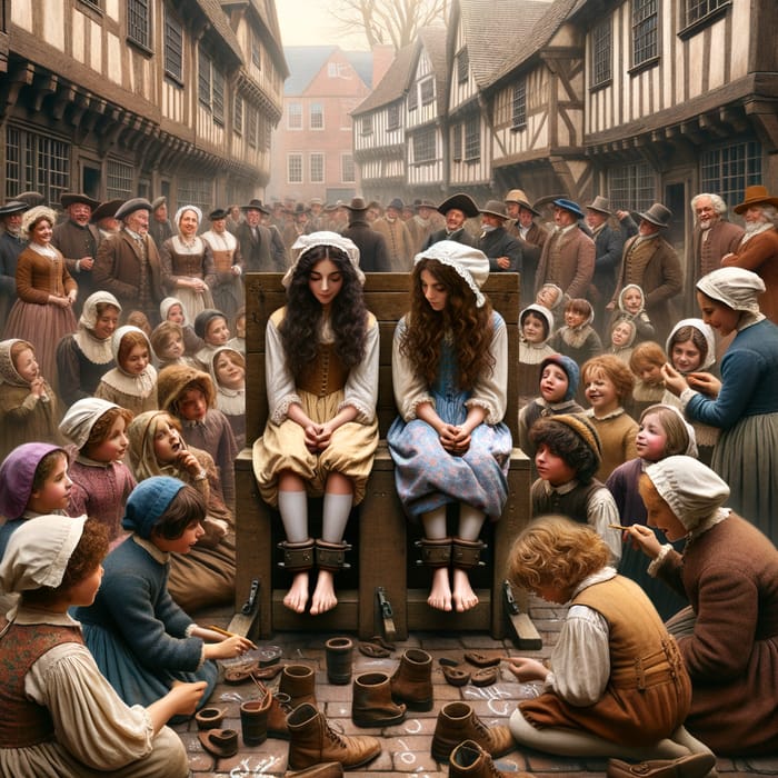 Captivating Scene of Accused Witches in 1700s Town Stocks