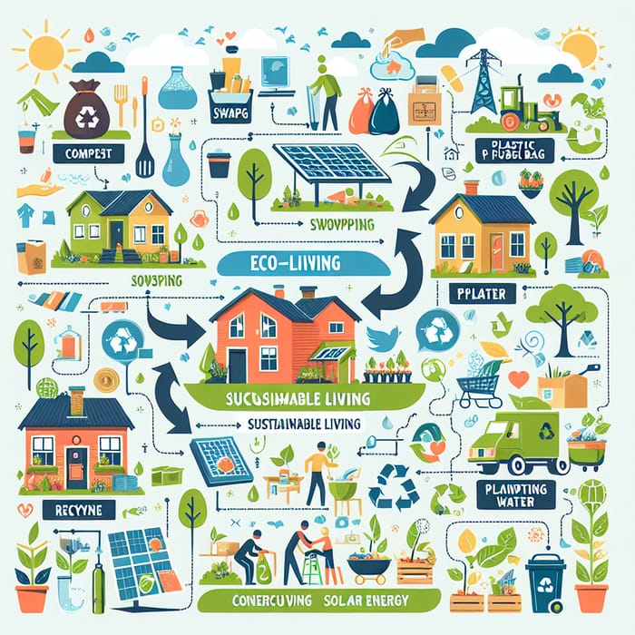 Eco-Living Basics Infographic for Sustainable Lifestyle