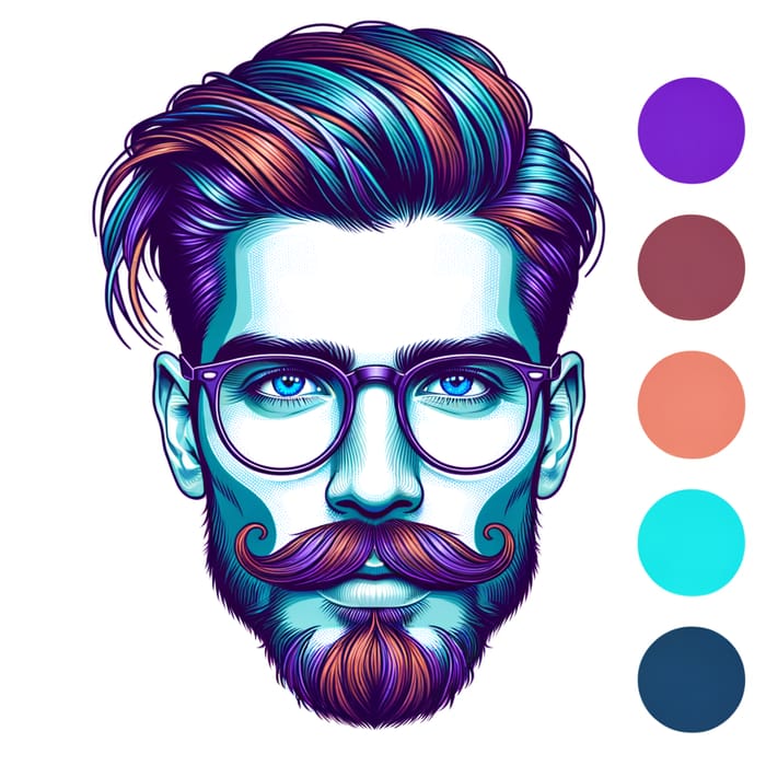 Stylish Face Art with Glasses and Vibrant Colors