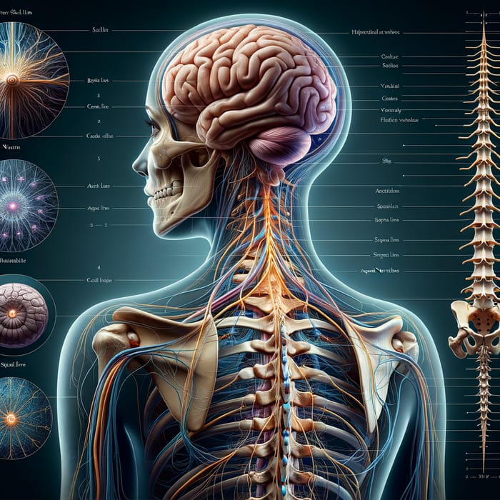 Educational Illustration of Human Nervous System: Posterior View