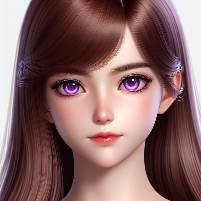 Stunning Purple Eyes and Brown Hair - Fair Skin Girl