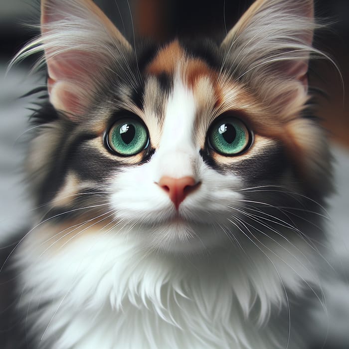 Adorable Domestic Cat with Green Eyes