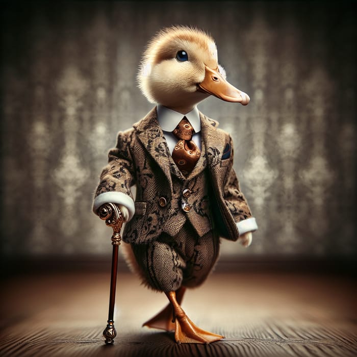 Elegant Duck in Suit and Cane: A Charming Display