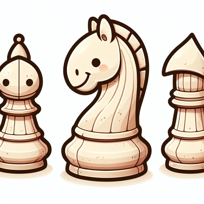 Whimsical Cartoon Knight Chess Pieces for Children's Drawing Book