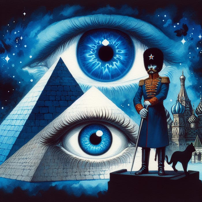 Blue Eye, Pyramid, Russian Soldier - Captivating Image Combo