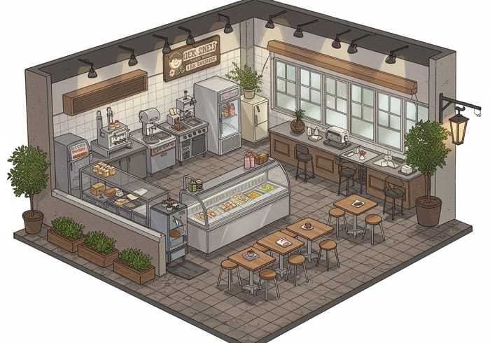 Ice Cream Business Layout - 1000 Sq Ft Design