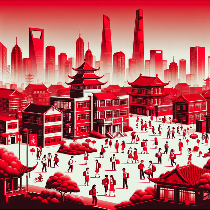 Vibrant Education in Shanghai with Red Colors