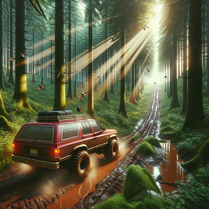 Off-Road Trail in Verdant Forest | Adventure Scene