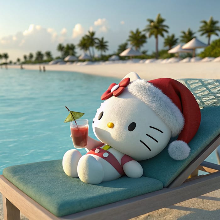 Hello Kitty Santa Plush Toy Relaxation Scene Hello Kitty Santa Plush Toy Relaxation Scene