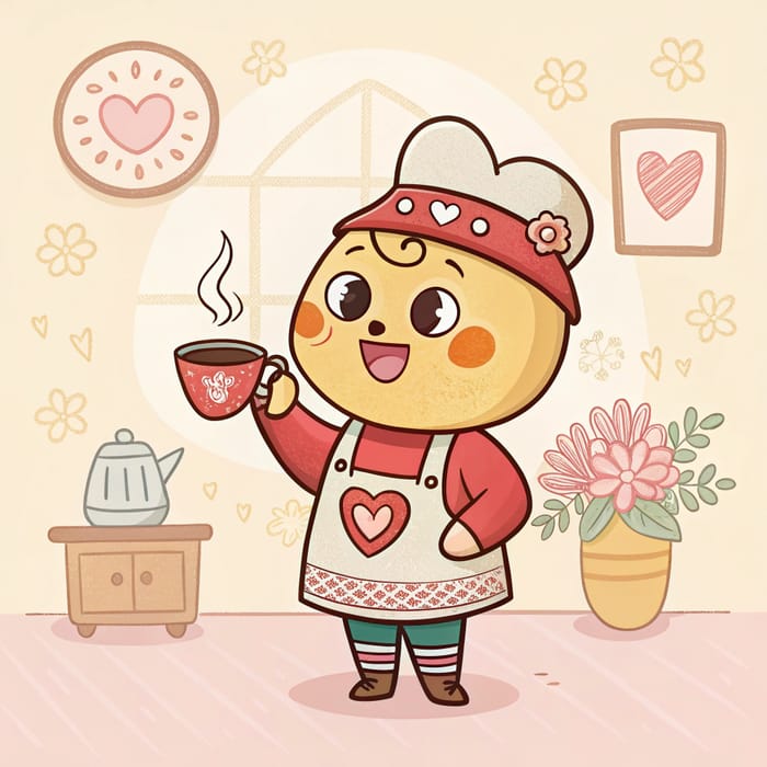 Cheerful Tea Brand Mascot - Heartfelt Tradition