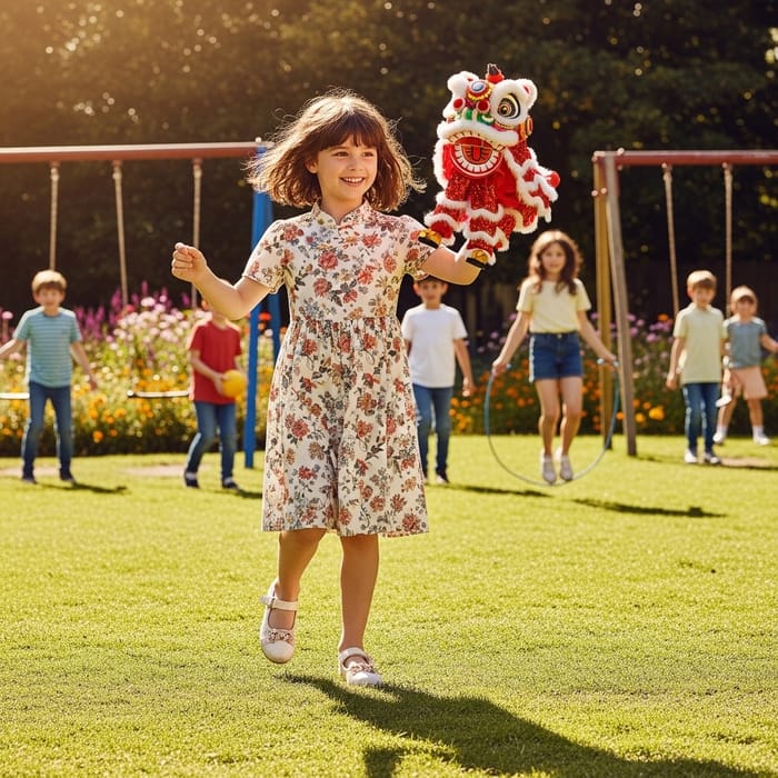 Joyful Dance in a Colorful Playground