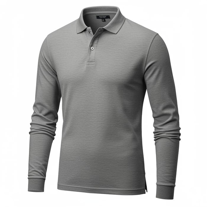 Two-Button Long Sleeve Polo Shirt