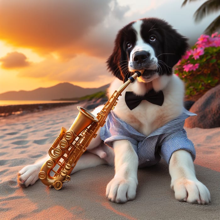 Dog Playing Saxophone - Fun Pet Talent